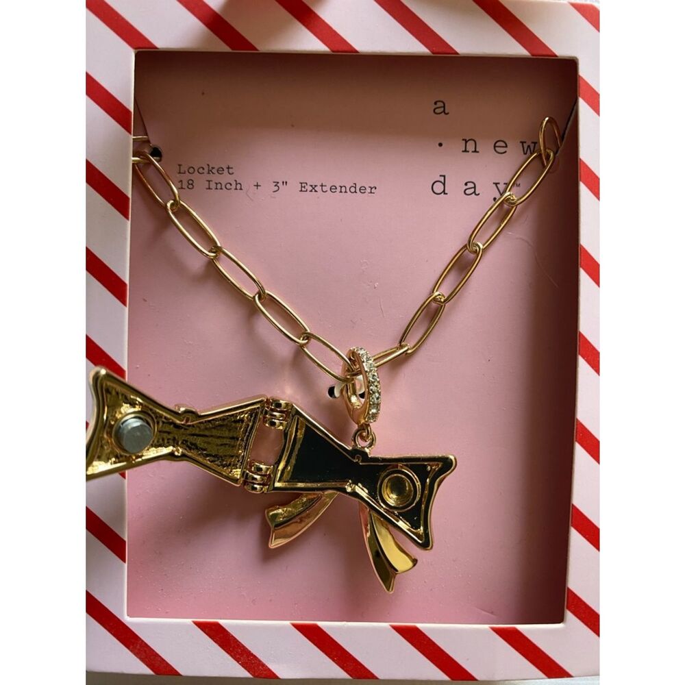a new day Gold Multi-Tool Locket Necklace with Crystal Accent